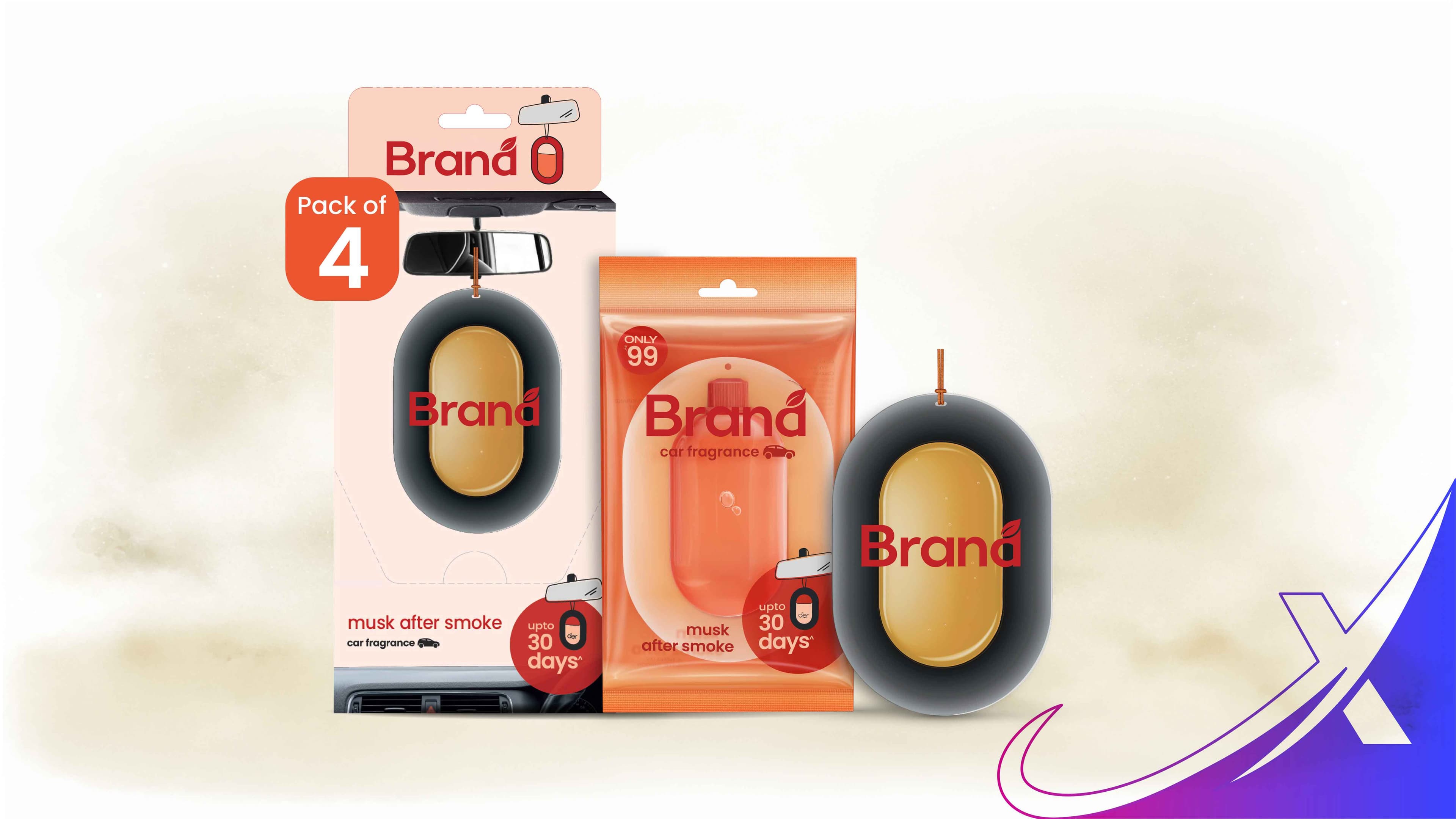 Musk car air freshener packaging design